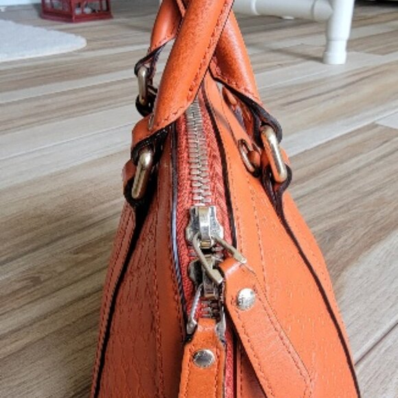 GUCCI Micro Guccissma GG Bree Sun Orange Leather Satchel Handbag - Picture 7 of 13
